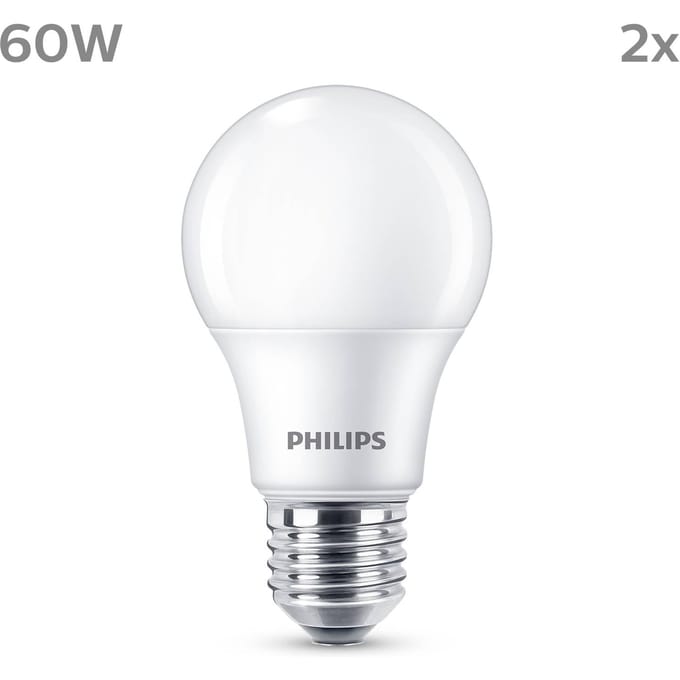 Philips LED spot 8W/827 (60W) matglas 2-pack E27