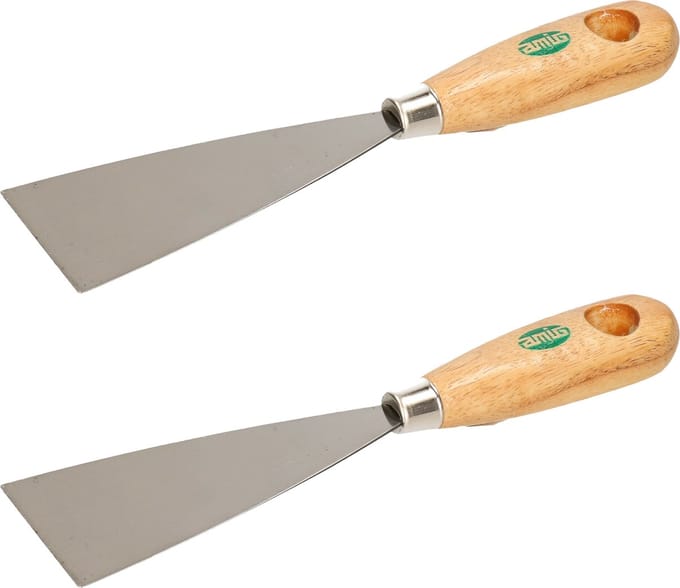 Amig Plamuurmes - 2x - werkbreedte 60 mm - conisch geslepen staal - houten greep