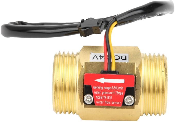 Allecto - Waterstroomsensor - Hall-effect sensor - Buitendraad - Goud - Stroommeter - Voor omgekeerde osmose - Geschikt voor Rasp Pi