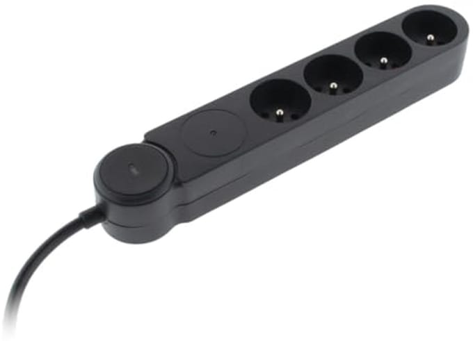Overspanningsblok 4 x 16 A + schakelaar - zwart - Zenitech