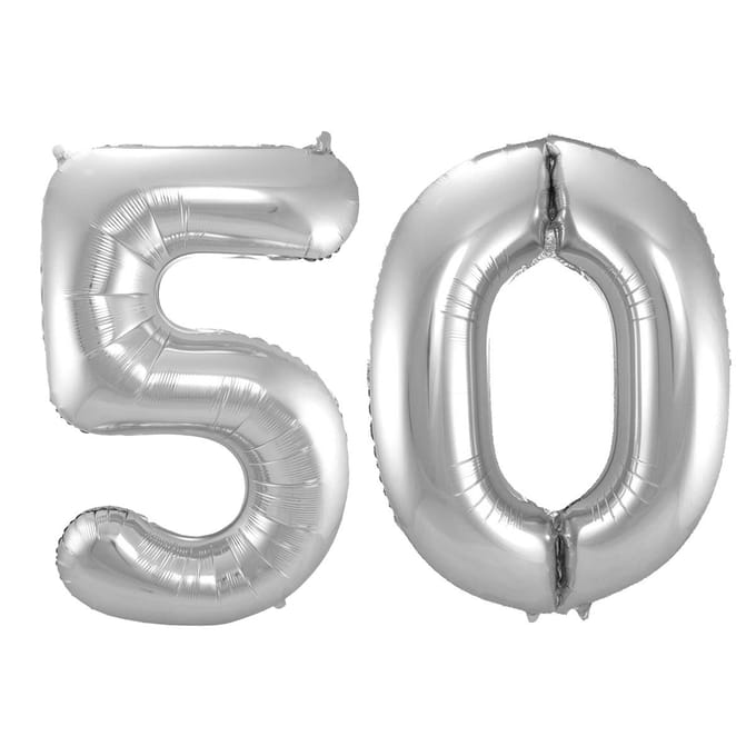 Folieballon 50 jaar - Zilver - 86 cm