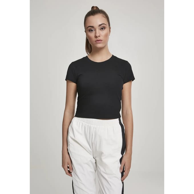Urban Classics Stretch Jersey Cropped Tee Dames T-shirt - zwart - M