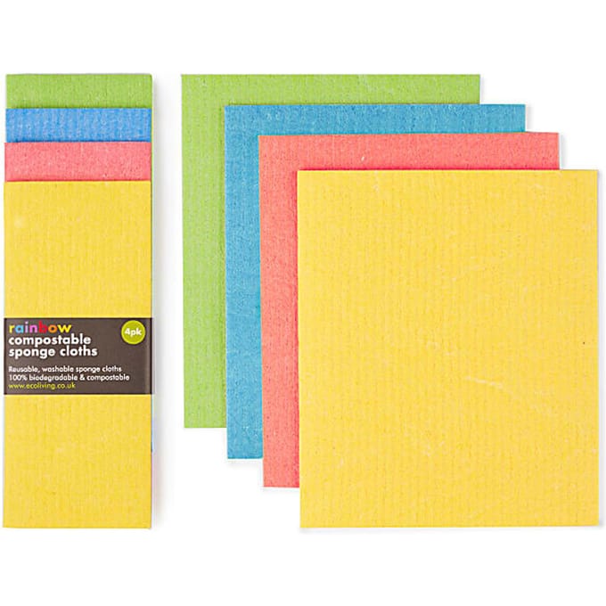 Eco Living Composteerbare Schoonmaakdoeken x4 - Regenboog