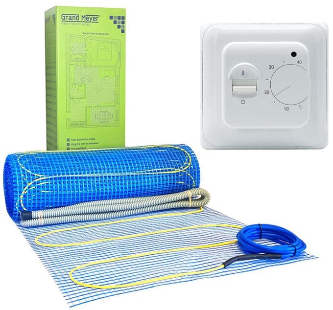 Elektrische vloerverwarmingsset 7 m², 170 W/m² + MST-1 Thermostaat, Grand Meyer