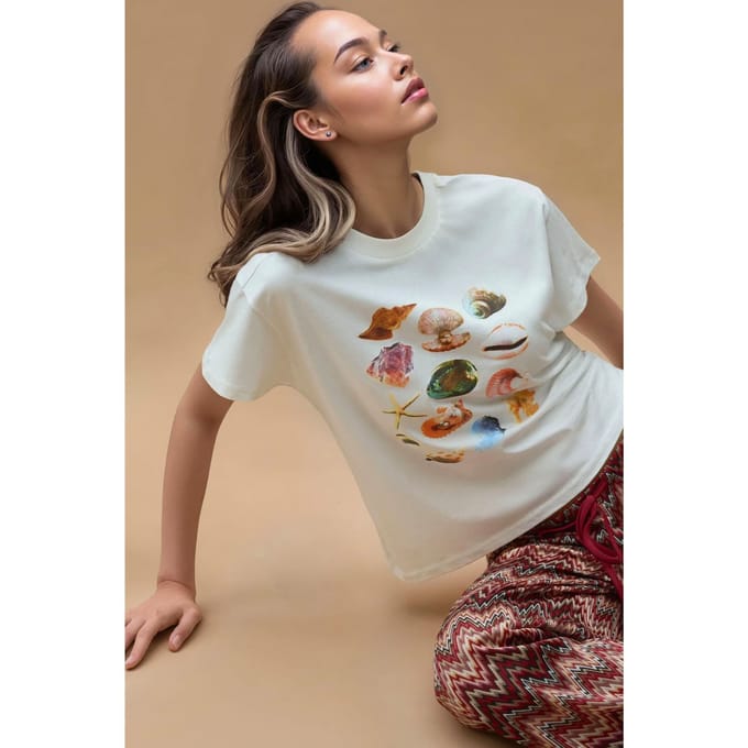 Geprinte Regular Fit Crew Neck T-shirt van 100% Katoen