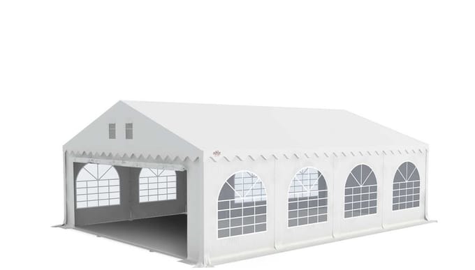 Grizzly Outdoor Partytent 6x8 m PVC Wit doorloop hoogte 2.2 m met grondframe