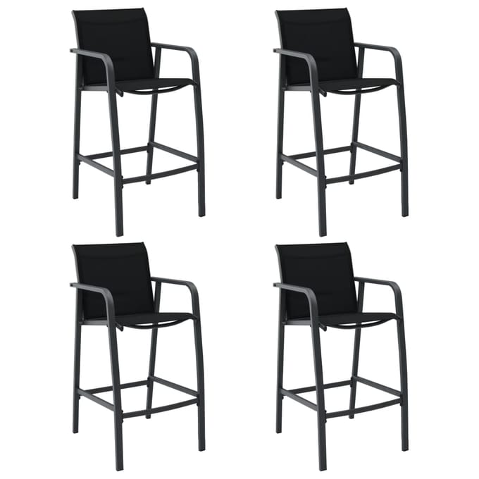 vidaXL - Tuinbarstoelen - 4 - st - textileen - zwart