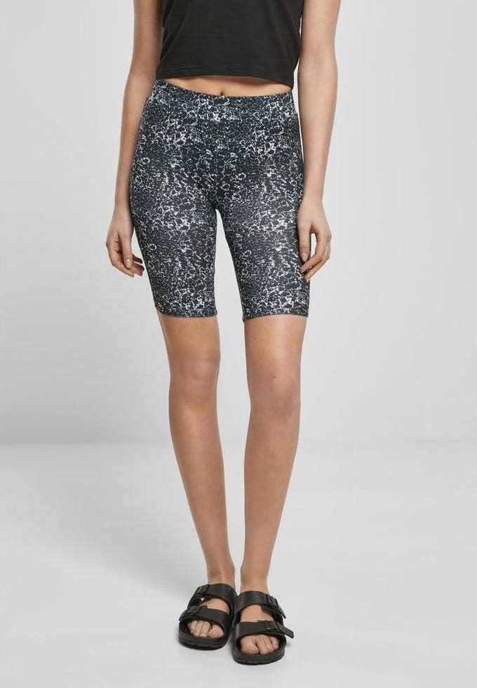 Urban Classics - AOP Korte cycle broek - XS - Zwart/Wit