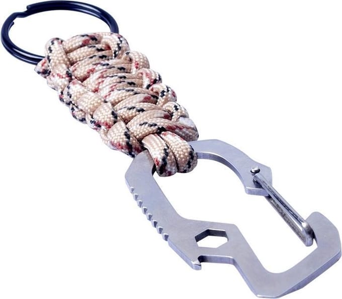 Munkees Sleutelhanger Paracord Karabijn Beige 11 Cm