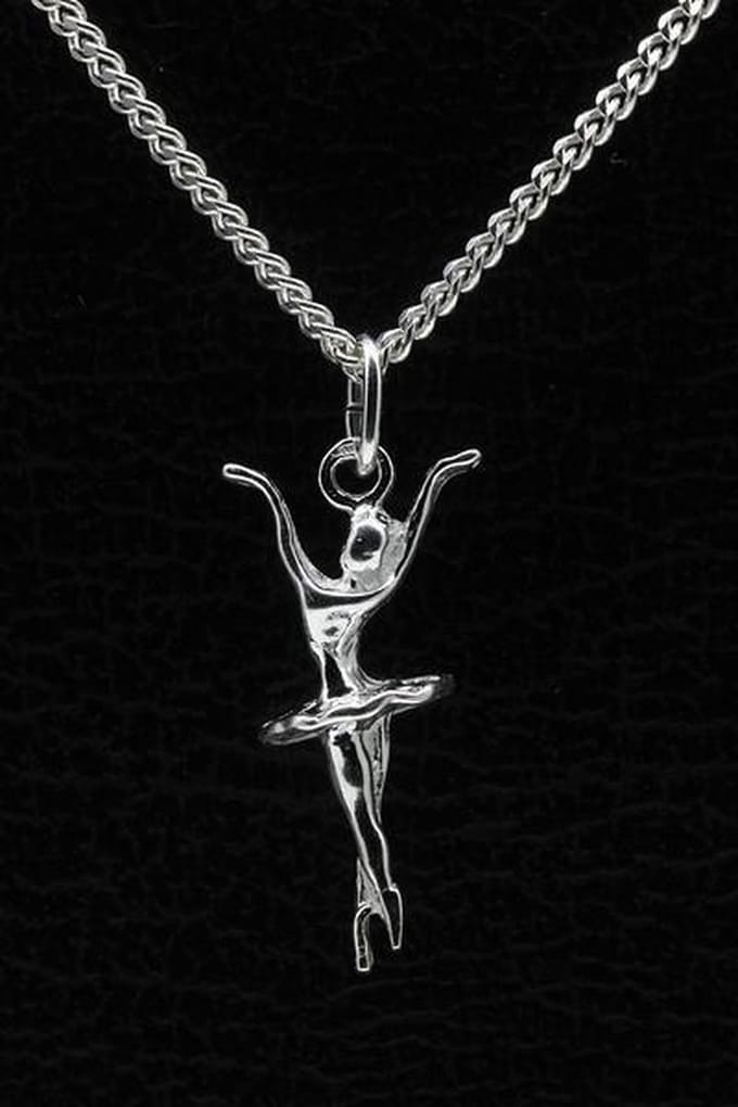 Zilveren Balletdanseres ketting hanger