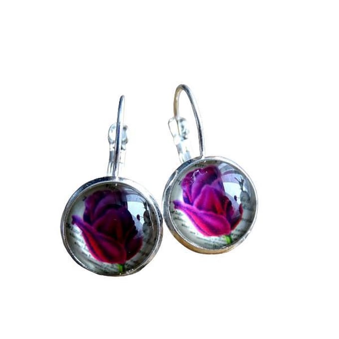 2 Love it Tulp D - Oorbellen - Wit - Roze - Rood - Zilverkleurig