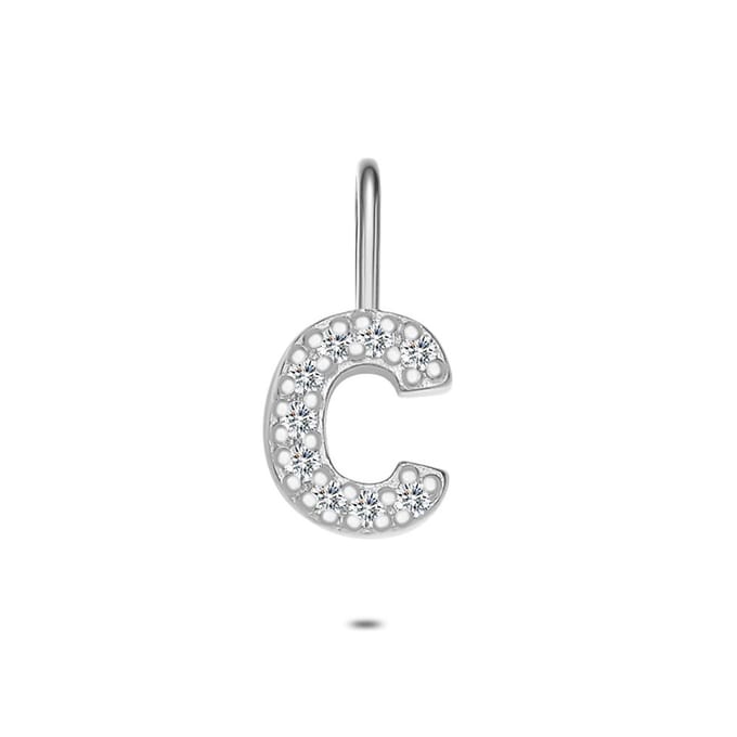 Twice As Nice Hanger in zilver, letter C met steentjes