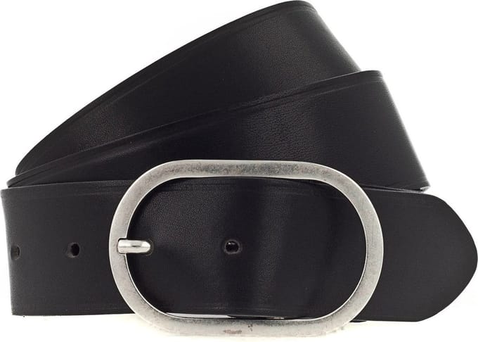b.belt Leren Riem Lorena Silver Belt W75 Schwarz Zwart