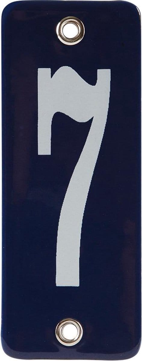 Emaille koppelbaar huisnummer blauw nr. 7