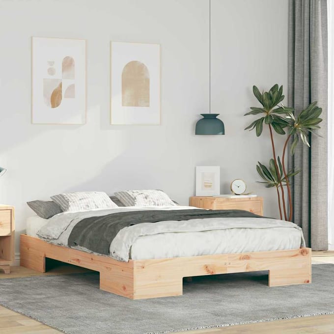 vidaXL - Bedframe - Bruin - 135 - x - 190 - cm