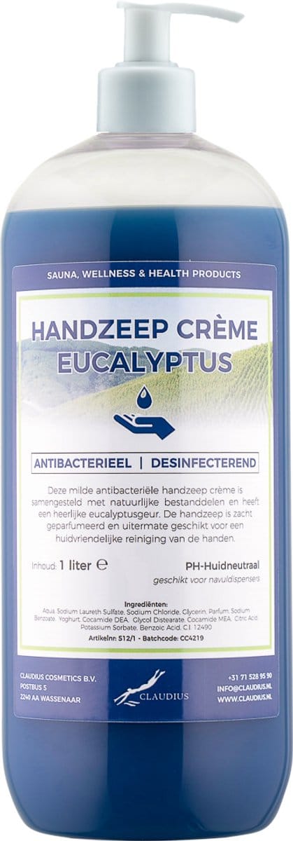 Handzeep Crème Eucalyptus 1 liter - met gratis pomp
