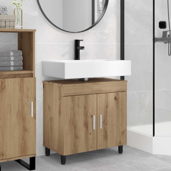 vidaXL - Badkamer - vaniteitsunit - Artisanaal - eiken - 60 - x - 35 - x - 60 - cm