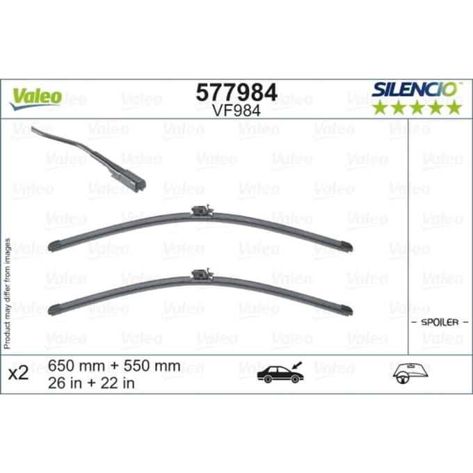 Wisserblad VALEO Silencio Xtrm 577984, 650/550mm, Voor, 2 Stuk