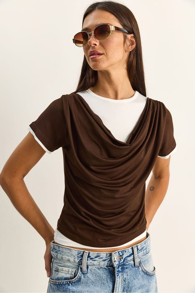 Dames Kraagloze Korte Mouw T-shirt
