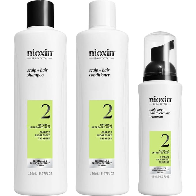 NIOXIN Scalp and Hair Thickening System 2 for Natural Hair with Progressed Thinning Trial Kit
