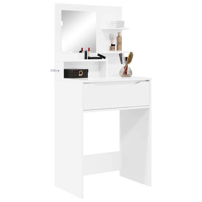 vidaXL - Slaapkamerkaptafels - Hoogglans - Wit - 60 - x - 39,5 - x - 135 - cm