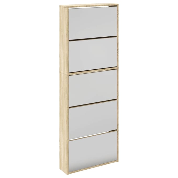 vidaXL - Schoenenkast - met - 5 - spiegels - 63x17x169,5 - cm - eikenhout
