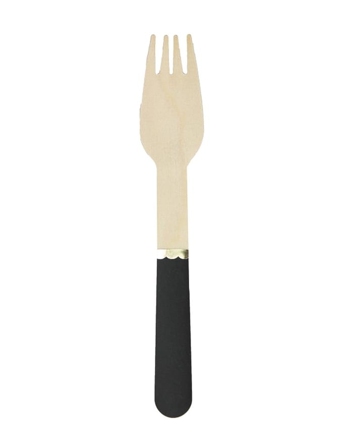 PARTYPRO - 8 Kleine zwarte houten vorken 15 cm