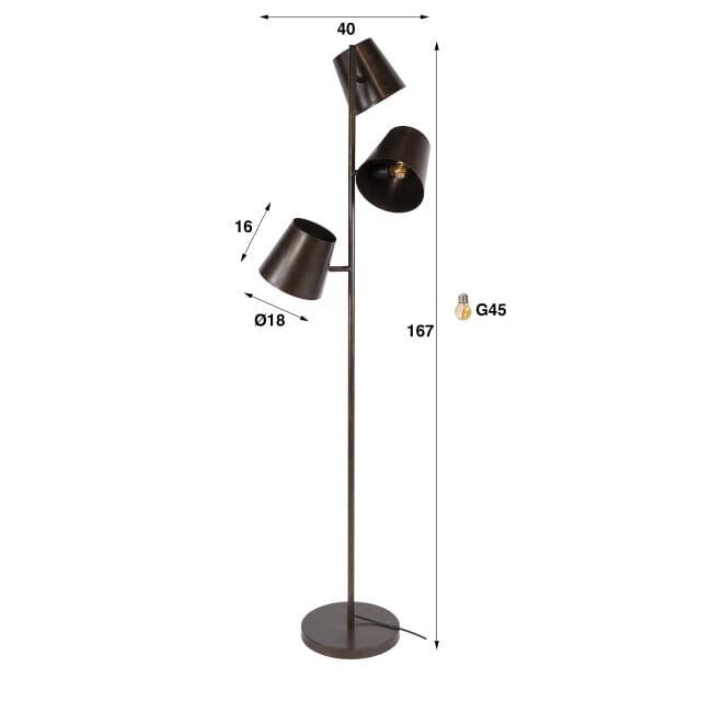 Hoyz Collection - Vloerlamp Kinetic - Bruin - 40x40x167 cm