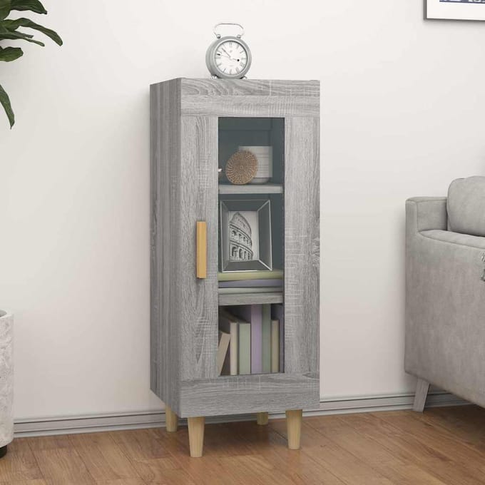 vidaXL - Dressoir - 34,5x34x90 - cm - bewerkt - hout - grijs - sonoma - eikenkleurig