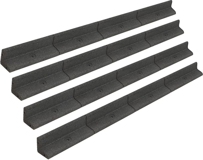 4,8 m flexibele gazonrand - 4x1,2 m - grijs - rubber