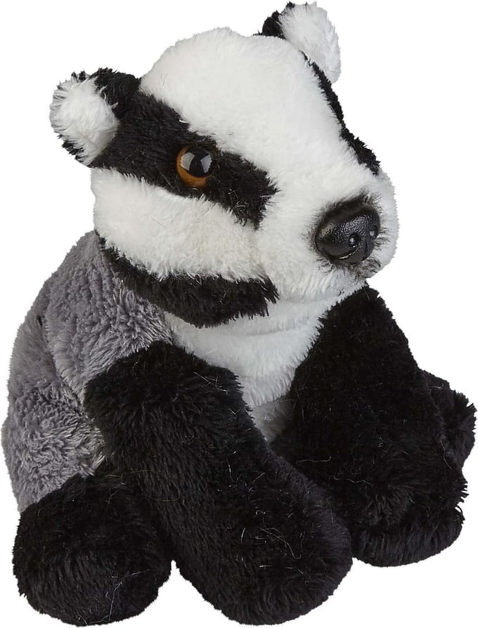 Ravensden Pluche knuffel dier Das - 15 cm - zwart/grijs - Bosdieren Dassen - Kinder cadeau