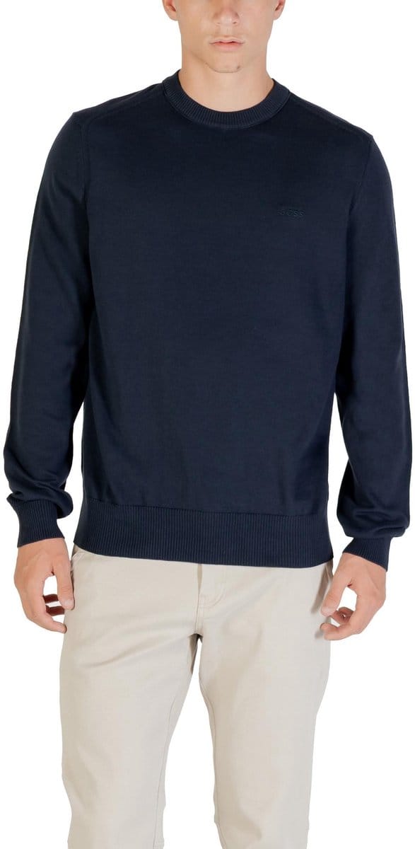 Round Neck Long Sleeve Knitwear - Blue Sweaters