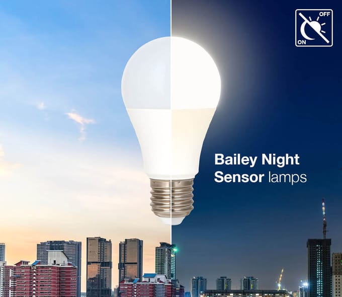 Bailey Led A60 E27 Nacht Sensor Lamp 9W 820lm 2700K - 145743 [2 Stuks]