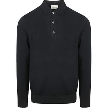 Profuomo Longsleeve Poloshirt Luxury Basic Donkerblauw (navy) - Maat XXL - Heren - Pullover