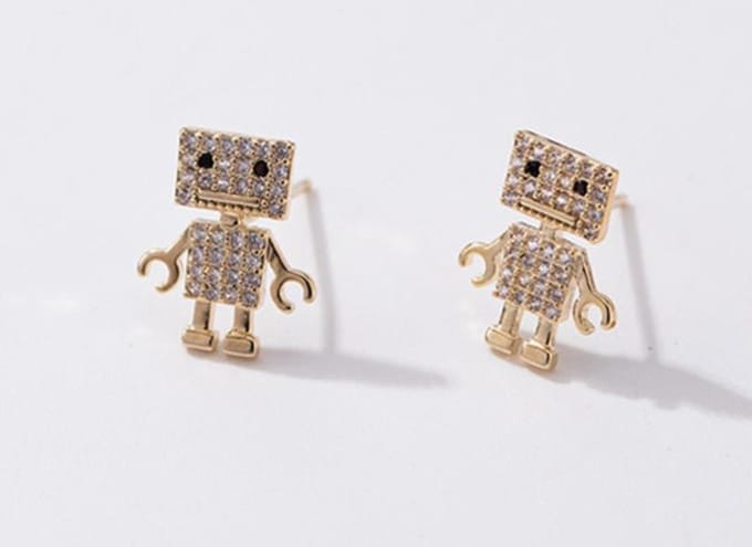 Robot oorbellen | goud gekleurd