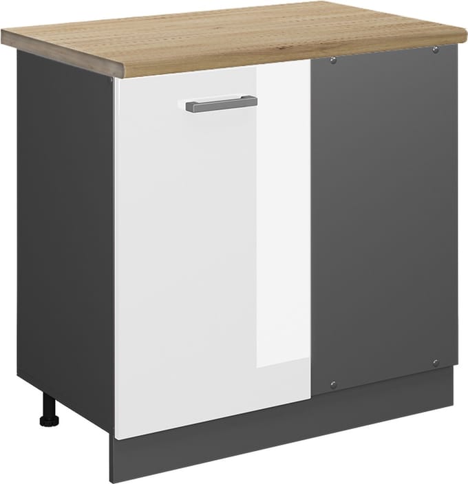 Vicco R-Line Hoekkast – 86 cm, WB Eik Wit Hoogglans
