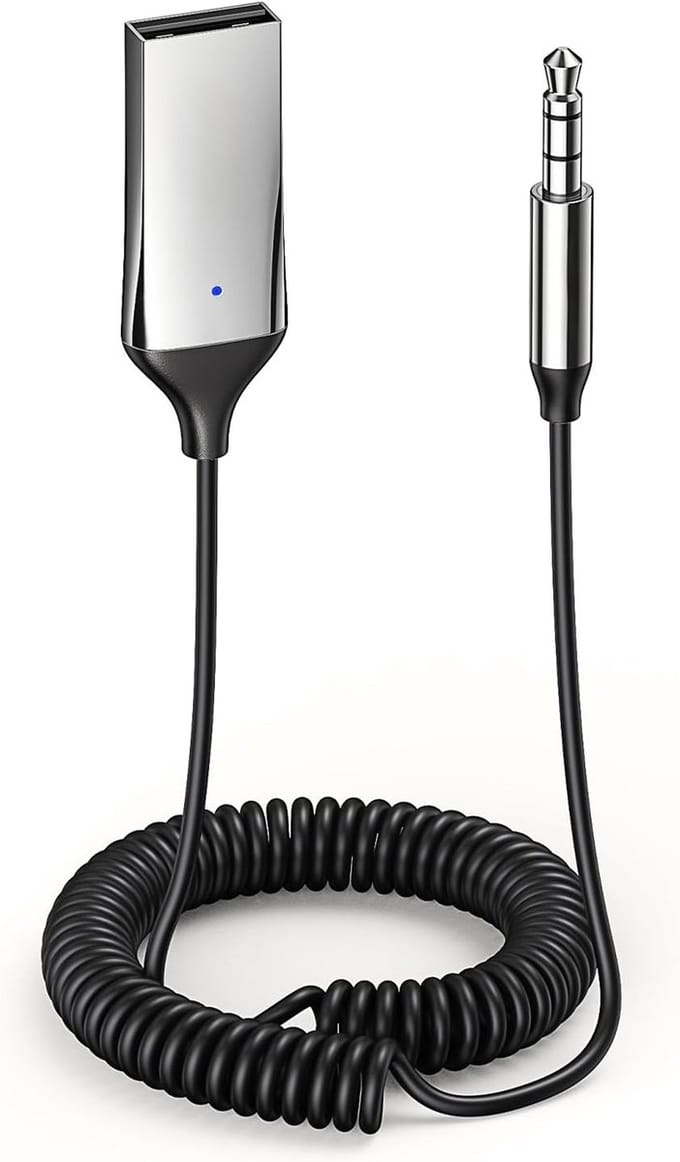 Qost - Bluetooth 5.0 Transmitter - Auto USB naar AUX Bluetooth Ontvanger - Audio Adapter naar 3.5mm Jack - Carkit - Spacegrey
