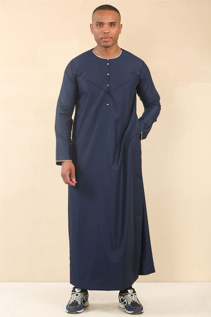 Omaanse Eid blauwe Thobe Saudi Emirati Jubba-jas voor heren