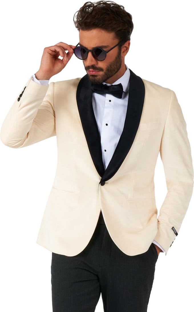 OppoSuits Deluxe Dinner Jacket - Ivory Champagne - Heren Blazer - Kerst, Bruiloften en Meer - White - Maat: EU 48