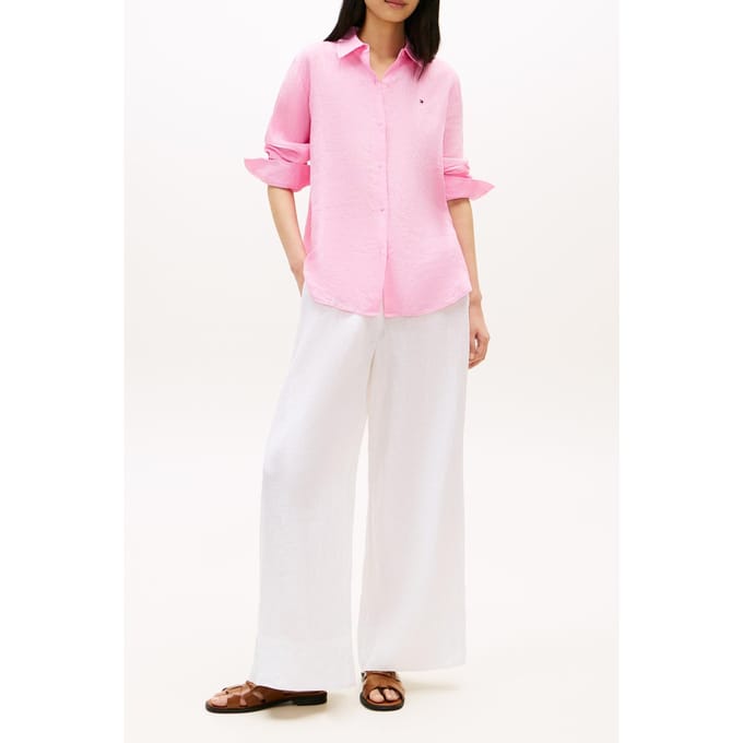 relaxed fit blouse met lange mouwen van puur linnen
