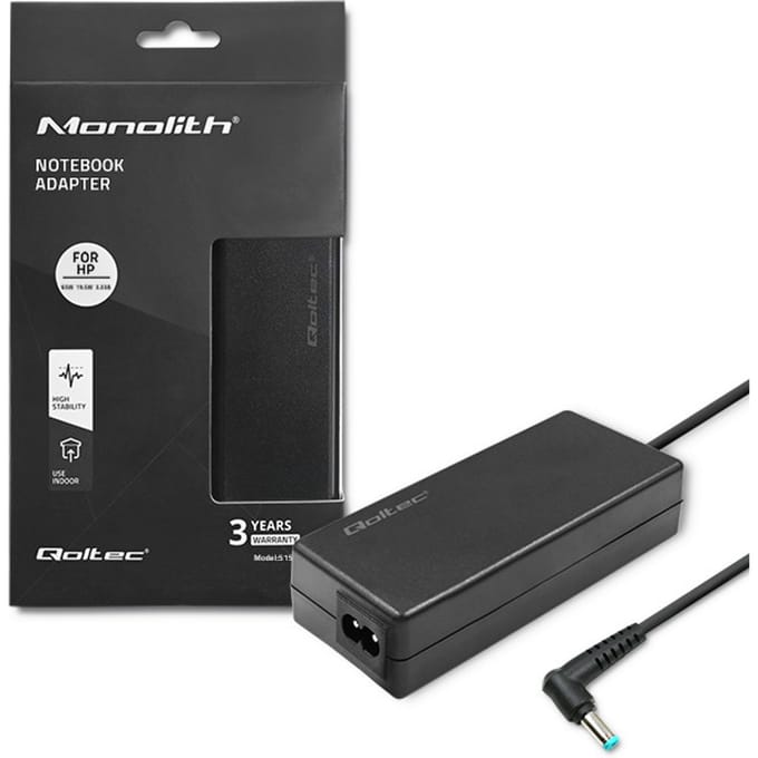 Qoltec laptopstroomadapter voor HP 65W |   19,5V |   3.33A |   4,5*3,0 + pin |   Slank