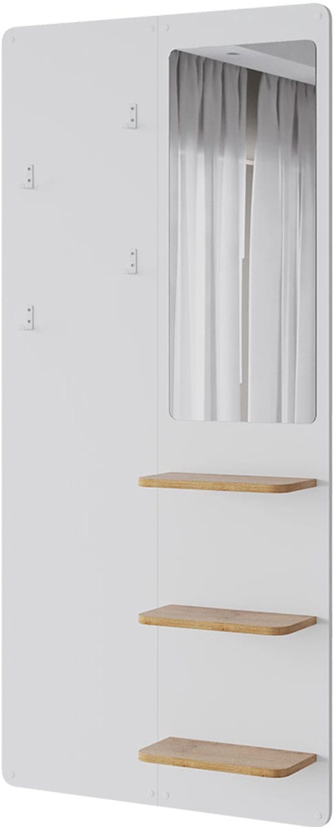 Vicco Jochen Garderobe – 70 x 150 cm met spiegel Wit/eiken