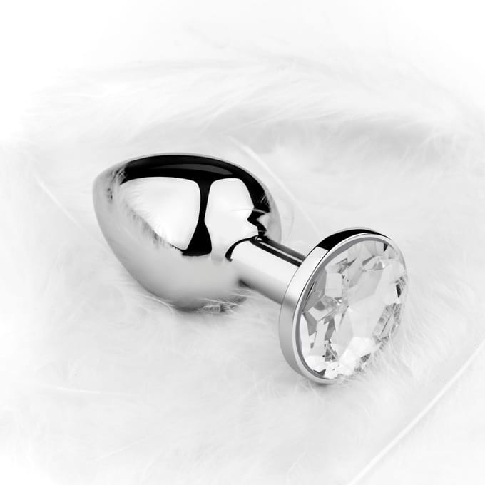 Metalen anaalplug met kristal, 7,5 cm