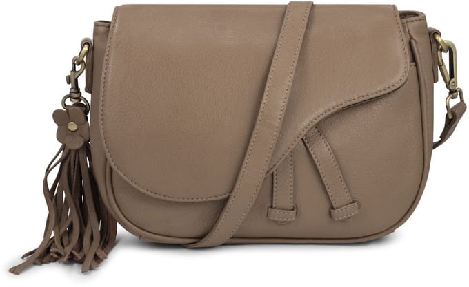 Bag2Bag Elegante Leren Crossbody Tas/ Schoudertas Kent Dark Stone