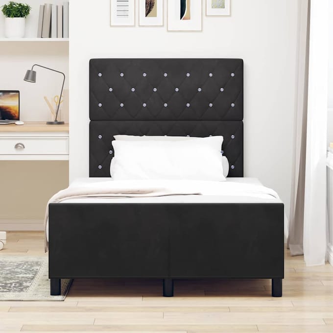 vidaXL - Boxspring - bed - met - hoofdeinde - Zwart - 120 - x - 200 - cm - Fluweel