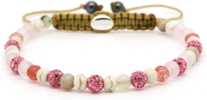 Karma Armband Spiral Candy Heart Pink Crystal