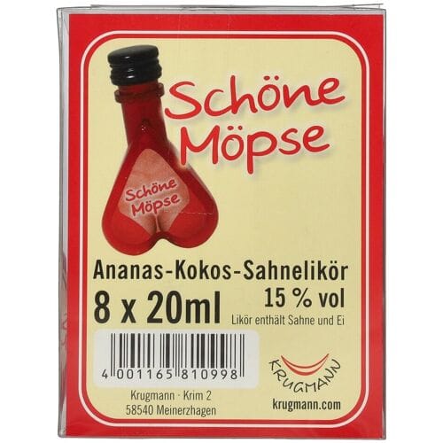 Schöne Möpse Ananas-Kokos Sahnelikör 15% Vol. 8x0,02l PET