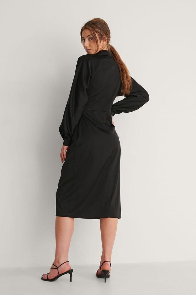 Na-kd Buttoned Midi Dress Jurken - Zwart