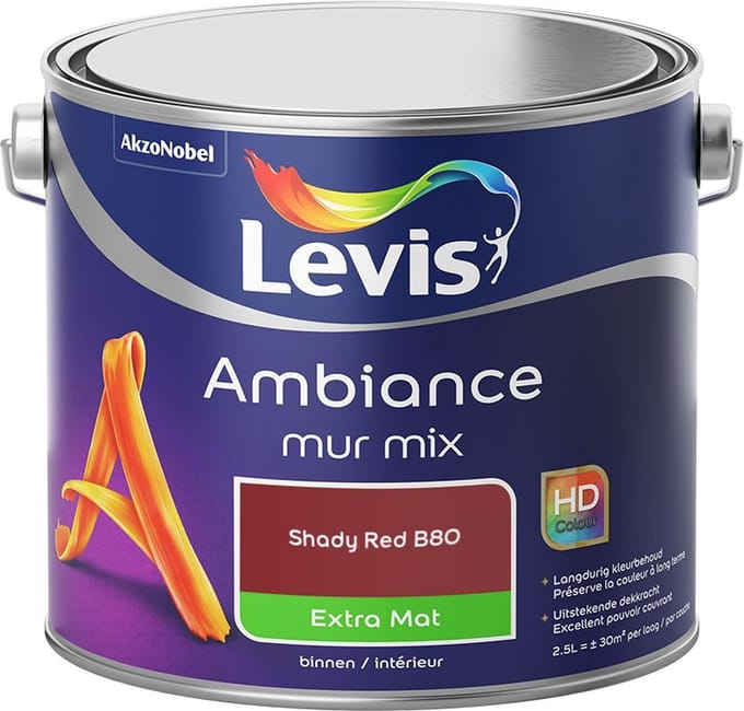 Levis - Ambiance Mur Extra Mat Mix - Shady Red B80 - Mengverf - 2,5 L