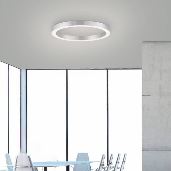 PURE LED plafondlamp Lines, Ø 50 cm, zilverkleurig, CCT
